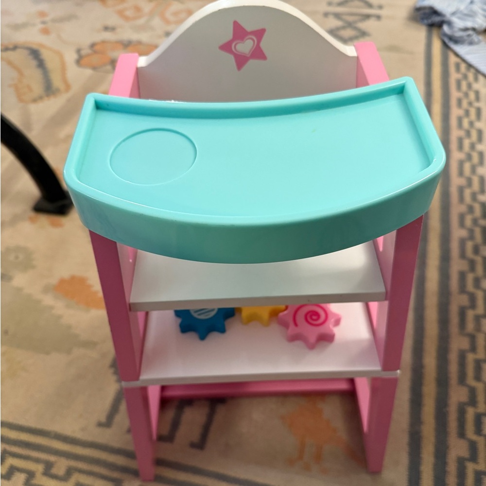 American Girl Bitty Baby Convertible High Chair and Play Table Baby Doll Feeding
